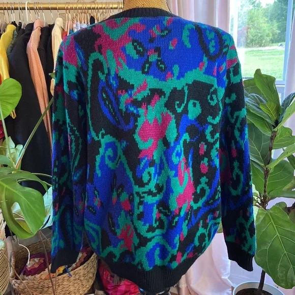 Vintage Cape Cod 80s 90s Retro Artsy Sweater Sz L - Picture 2 of 4